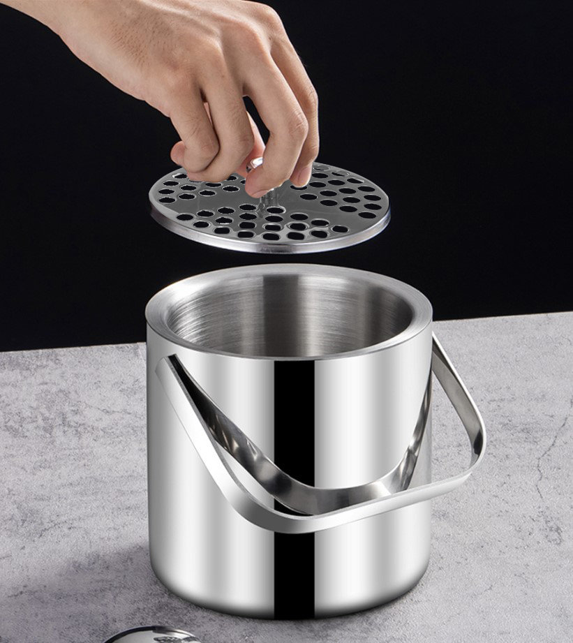 Ledus Spainis Trauks ar Vāku, Standziņām un Karoti, 1.3L | Ice Bucket with Tongs (7)
