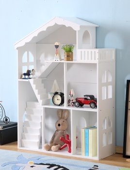 LULILO Bērnu Grāmatu Plaukts Skapis Rotaļlietu Māja, 116cm | Children's Bookshelf Wardrobe Toy House