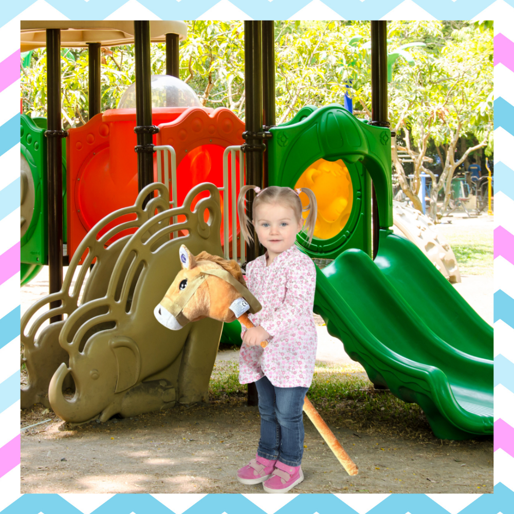 Rotaļu Zirdziņš Hobby Horse Plīša Zirga Galva uz Nūjas ar Skaņu, Gaiši brūns | Kids Toy Hobby Horse (1)