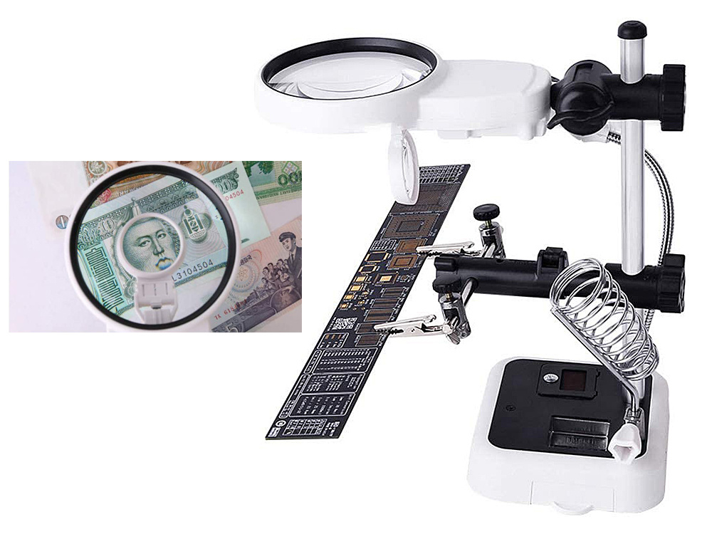 Lodēšanas stacija, lodēšanas komplekts ar palielināmo stiklu, trešā roka lodēšanai | Third Hand Soldering Kit... (2)