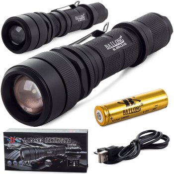 Taktiskā LED lukturis Bailong USB CREE XM-L3-U3 ar tālummaiņu, modelis 603