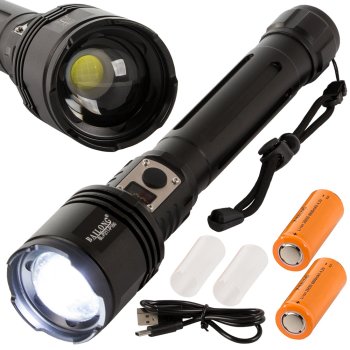Taktiskā militārā lukturis Bailong CREE XHP160 ar zoom un Power Bank, modelis P221