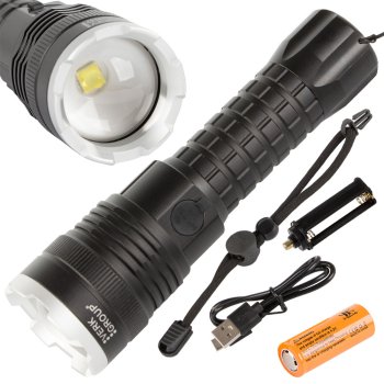 Taktiskā militārā lukturis Bailong A72 ar CREE XHP90 LED, zoom