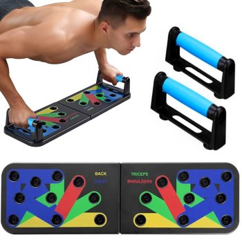 Atspiešanas rokturi treniņiem, Push-up dēlis ar rokturiem 14-in-1, melns
