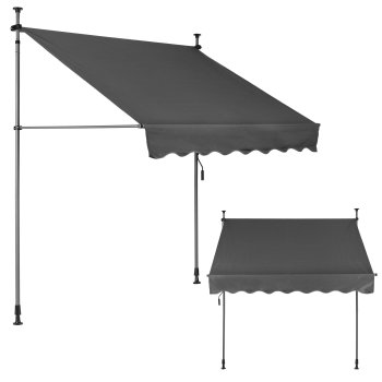 Balkona markīze 200x120 cm regulējama ūdensnecaurlaidīga MultiGarden, pelēka