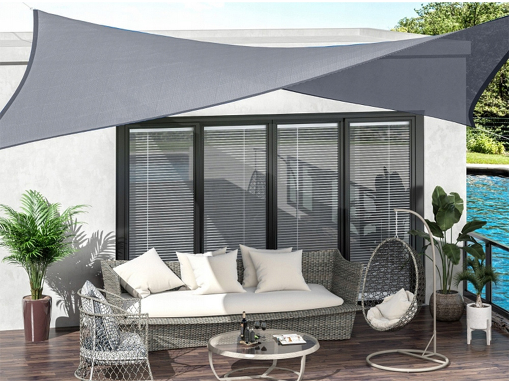 Dārza Ūdensizturīgs Saulessargs Markīze Bura Nojume Tents 4x3m, Pelēks | Garden Patio Waterproof Sun Shade Sail... (11)