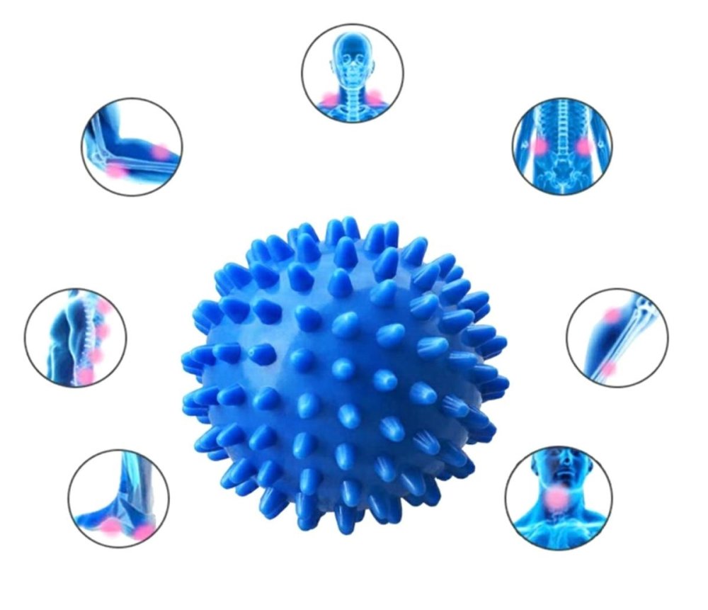 Masāžas Bumbiņa "Ezītis" Jogas Fitnesa Bumba ar Tapām Akupunktūra Terapija, Zils| Spiked Massage Ball Therapy... (0)