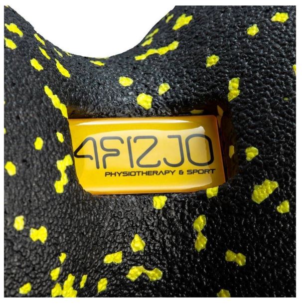 4FIZJO Cietā Masāžas Dubultā Bumba Jogai Fitnesam Terapijai - 12cm, Melns/Dzeltens | Hard Massage Double Fascia Ball (2)