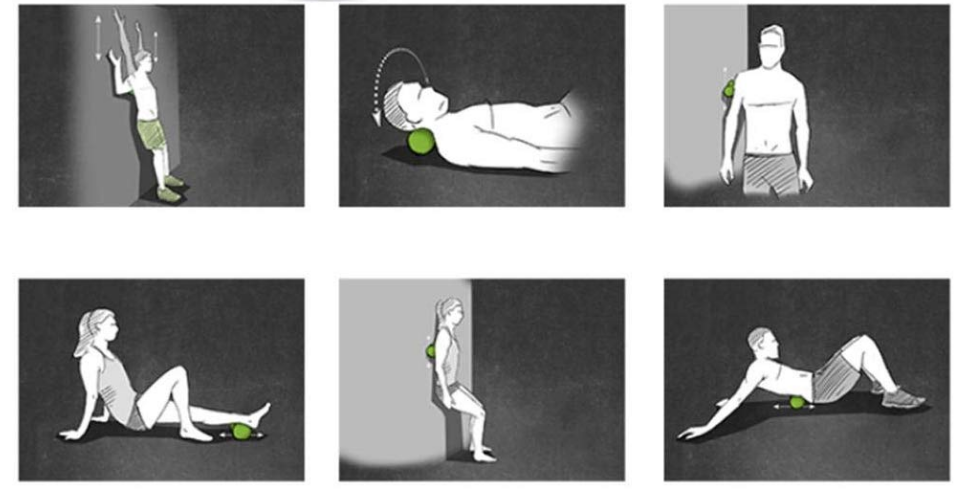 4FIZJO Cietā Masāžas Dubultā Bumba Jogai Fitnesam Terapijai - 12cm, Melns/Zaļš | Hard Massage Double Fascia Ball (3)