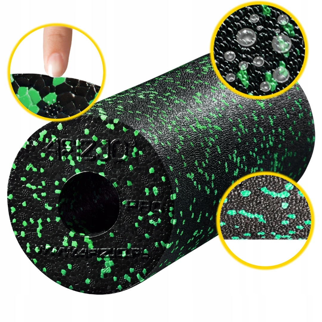 4FIZJO PRO+ Masāžas Putu Rullis Jogas Fitnesa Pilates Muskuļu Veltnis 33cm, Melns/Zaļš | Yoga Fitness Massage Foam... (4)