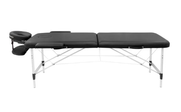 4FIZJO Saliekams alumīnija masāžas galds, kušete, 2 sekcijas, Melns | Foldable Aluminum Massage Table (5)