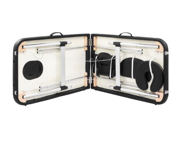 4FIZJO Saliekams alumīnija masāžas galds, kušete, 2 sekcijas, Melns | Foldable Aluminum Massage Table (6)