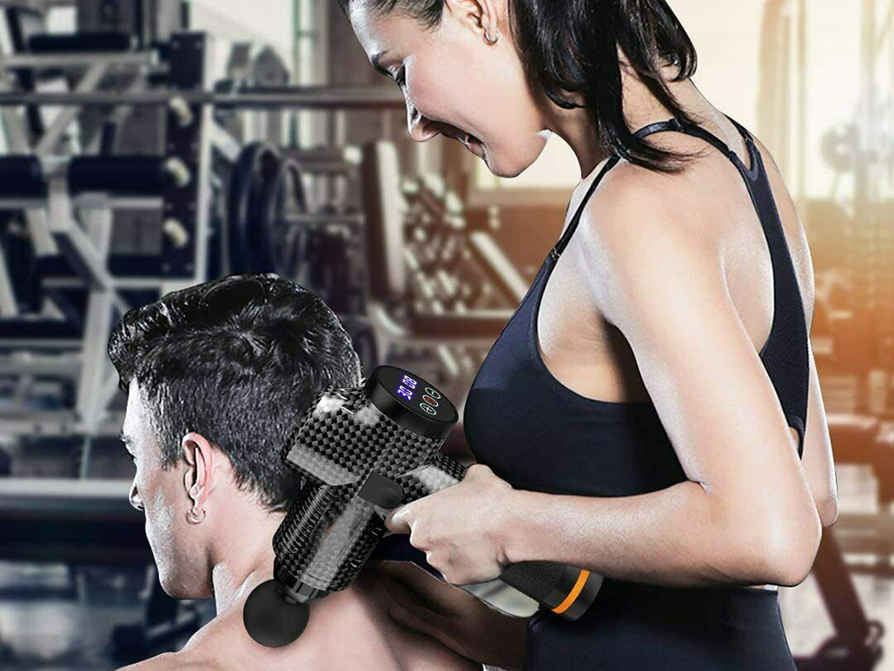 Masāžas pistole dziļai muskuļu masāžai ar LCD displeju | Massage Gun (4)