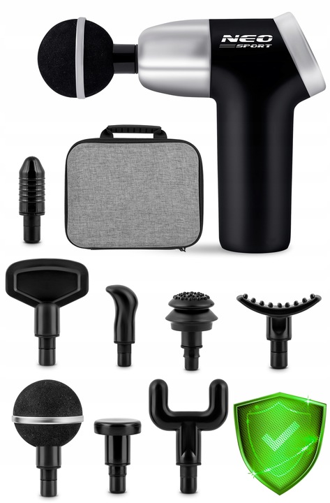 Ķermeņa masāžas pistole + 8 uzgaļi Neo-sport NS-500, Melns | Body Massage Gun (1)