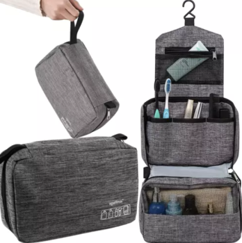 Ceļojumu saliekamā kosmētikas soma, organizators vannas istabai, Pelēks | Travel Folding Cosmetic Bag
