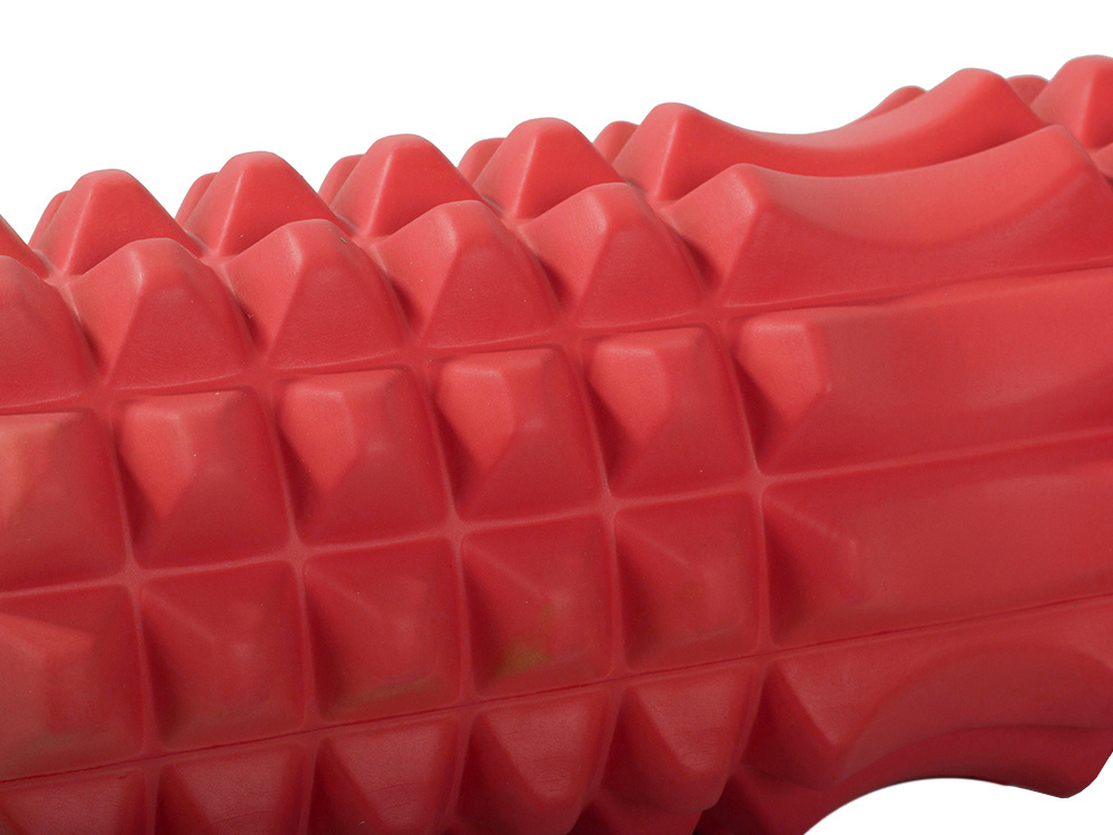 Masāžas rullis mugurai un kājām ar izciļņiem, crossfit, joga, sarkans (3)