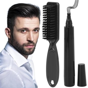 Birste Ķemme Suka Bārdai Ūsām + Kontūras Marķieris | Beard and Mustache Brush Hairbrush + Waterproof Filling...