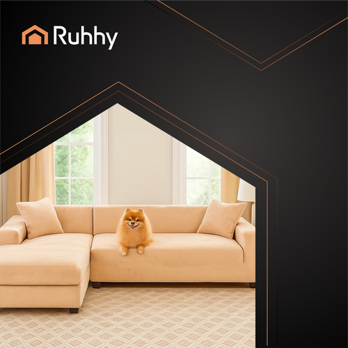 Stūra dīvāna pārvalks Ruhhy 26184, elastīgs, 190-230 cm, bēšs (1)