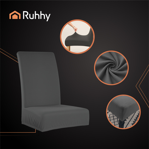Elastīgi krēslu pārvalki Ruhhy 25990, 6 gab. komplekts, tumši pelēki (1)