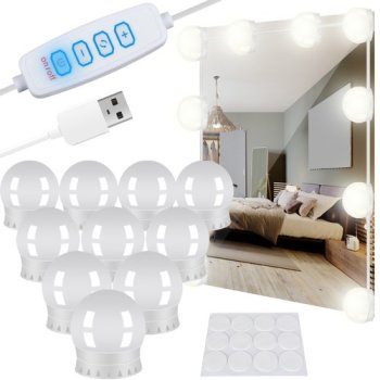 LED spoguļa lampiņas kosmētikas galdam, 10 gab.