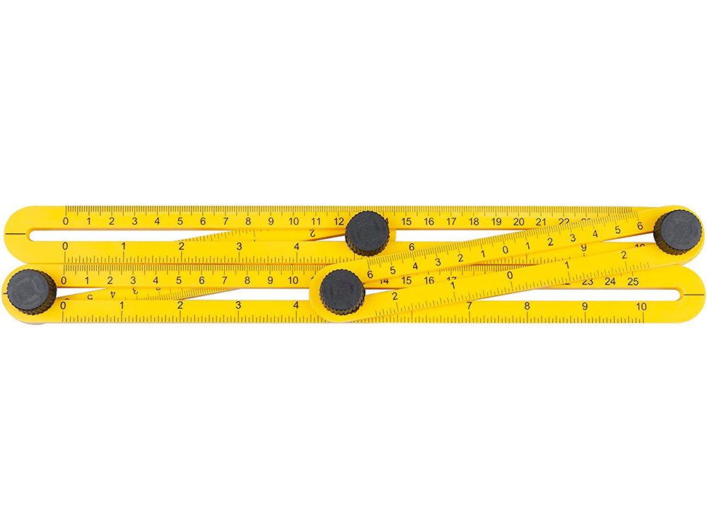 Daudzfunkcionāls leņķa lineāls un šablons mērīšanai, dzeltens (1)