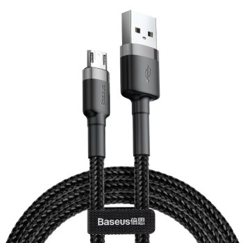 Micro USB kabelis Baseus Cafule 2.4A 1m Pelēks/Melns