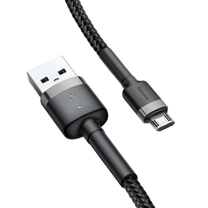 Micro USB kabelis Baseus Cafule 2.4A 1m Pelēks/Melns (2)