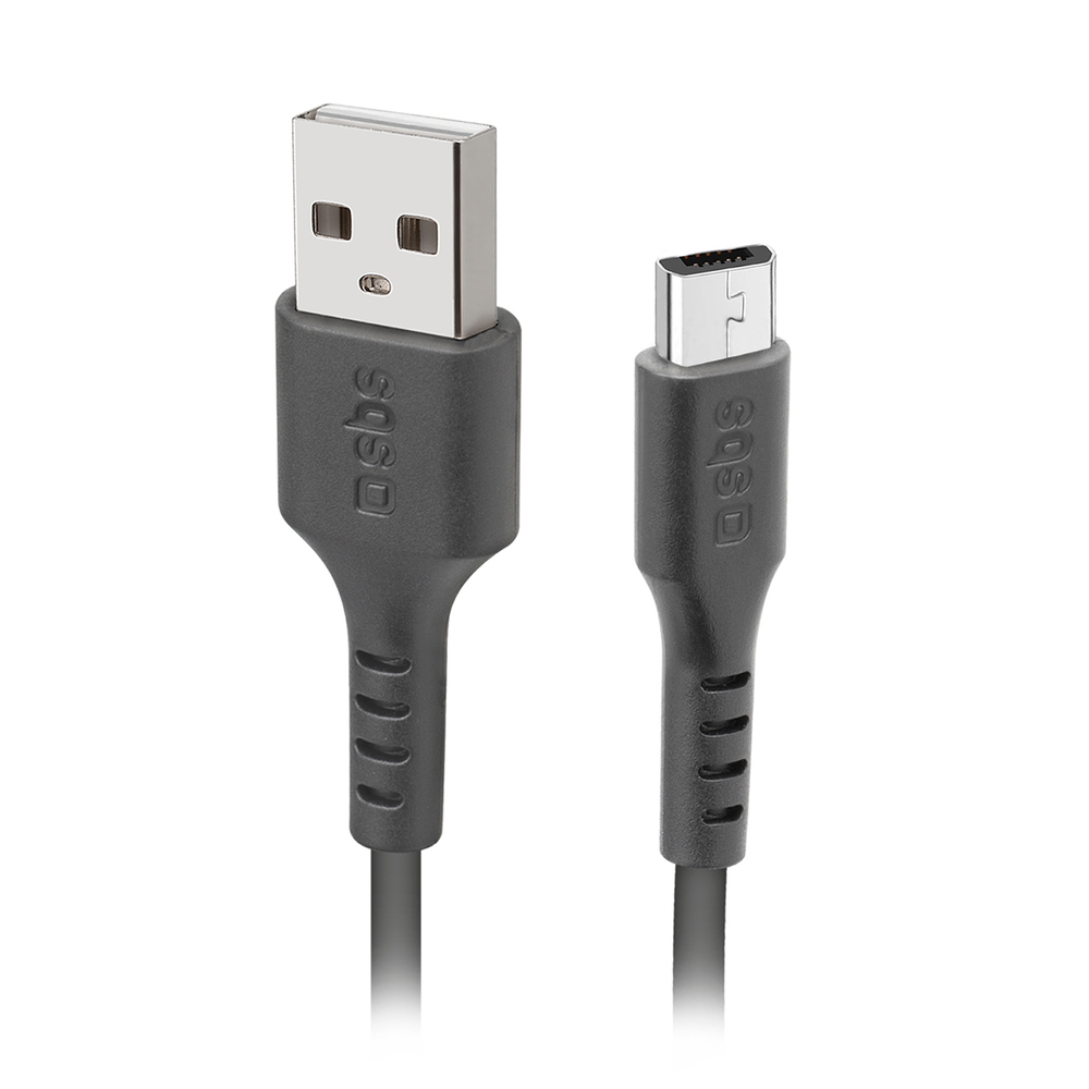 Uzlādes kabelis ar USB 2.0 un Micro-USB izeju Melns | Charging cable with and outputs Black