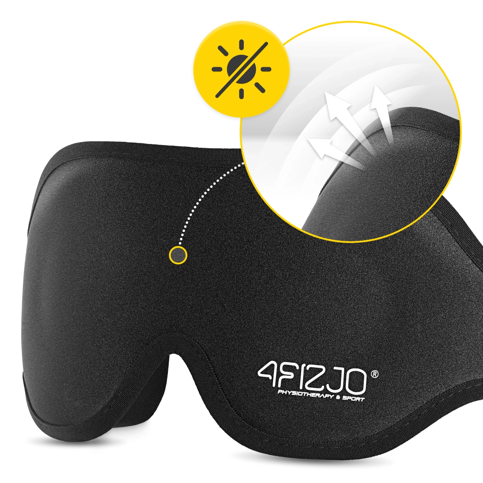 3D miega maska 4FIZJO pilnīgai aptumšošanai, konturēta acu maska ar atmiņas putām, melna (0)