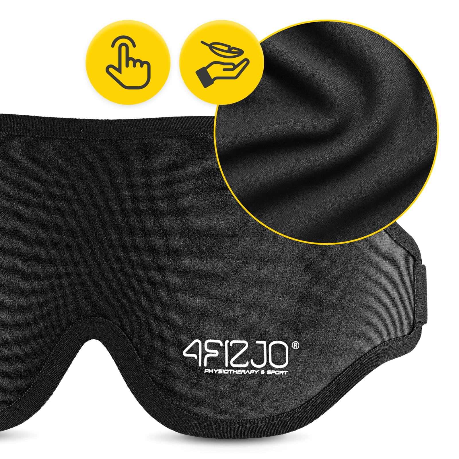 3D miega maska 4FIZJO pilnīgai aptumšošanai, konturēta acu maska ar atmiņas putām, melna (2)