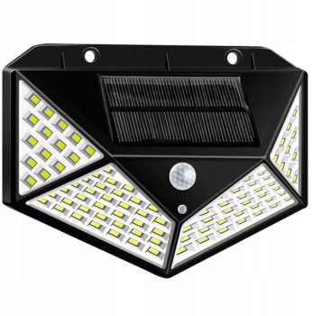 Dārza āra apgaismojums nakts lampa ar saules bateriju akumulatoru un kustības sensoru 100 LED | Outdoor Solar Lamp