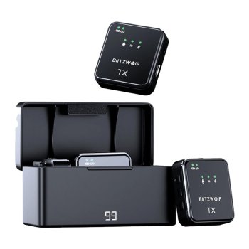 Bezvadu piespraužamais mikrofons BlitzWolf BW-SX63 1000mAh Melns