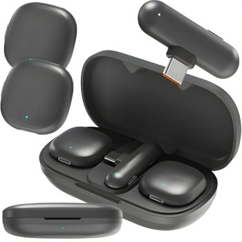 Bezvadu piespraužamo mikrofonu komplekts USB-C tālrunim un datoram