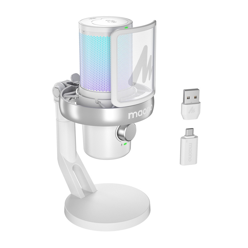 Bezvadu Spēļu Mikrofons Maono DM40 Pro White AI RGB (3)