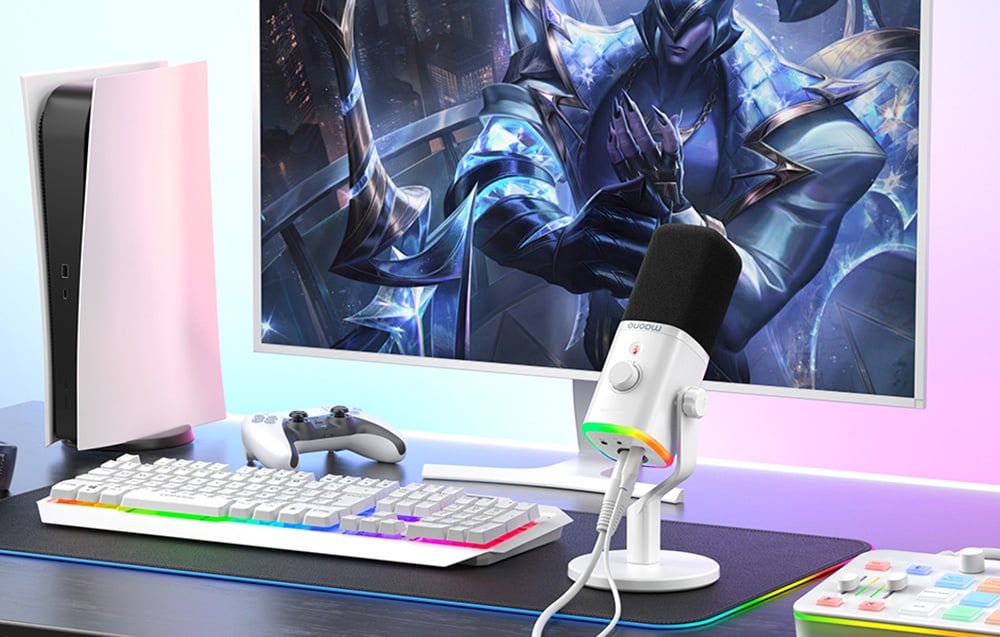 Maono PD100X Dinamiskais Mikrofons (Balts) - USB/XLR Gaming Mikrofons (3)