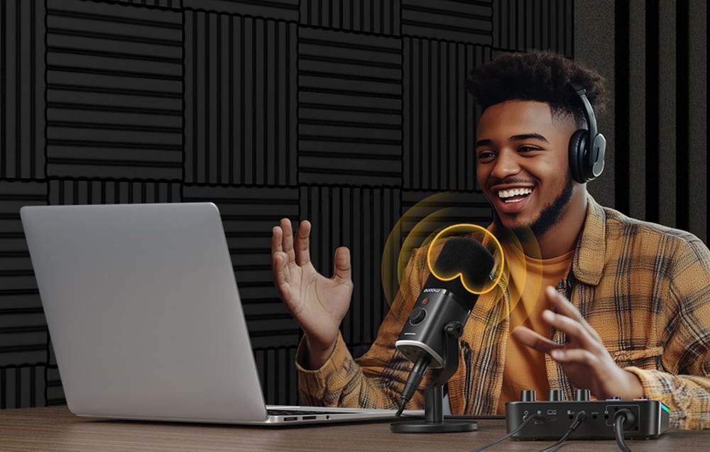 Maono PD100X Dinamiskais Mikrofons USB/XLR ar RGB Melns (2)