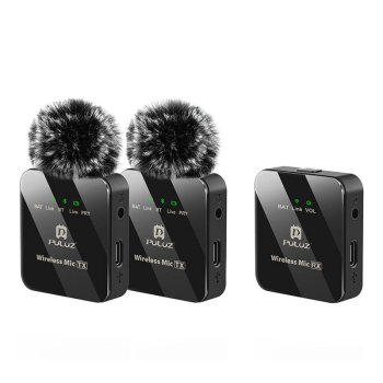 Bezvadu piespraužamais mikrofons PULUZ PU3154B 2 TX + 1 RX