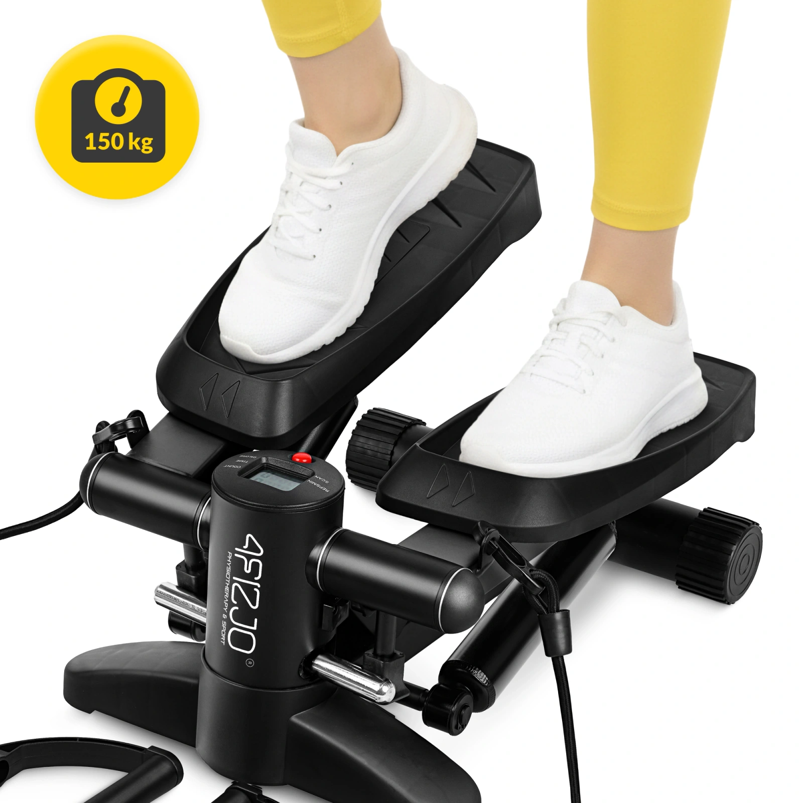 Stepperis ar espanderiem 4FIZJO EVO mājas treniņiem, melns (1)