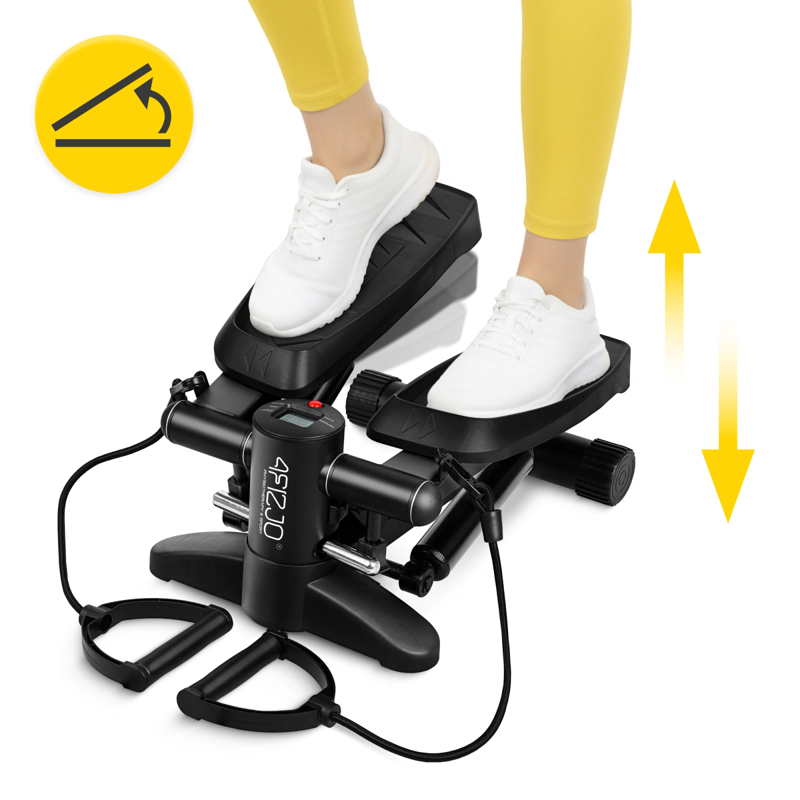 Stepperis ar espanderiem 4FIZJO EVO mājas treniņiem, melns (2)