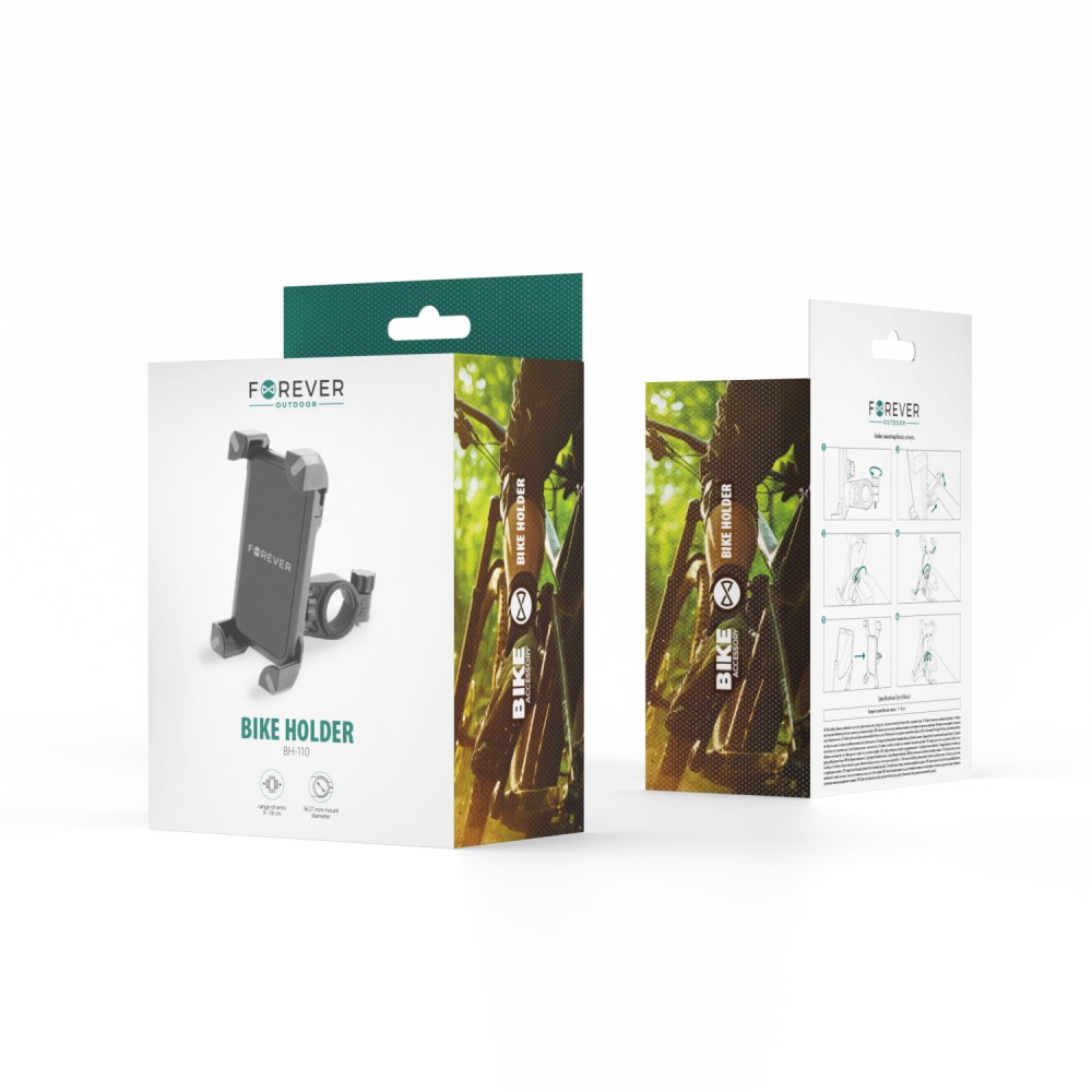 Velosipēda telefona turētājs Forever BH-110 līdz 6,5", melns (0)