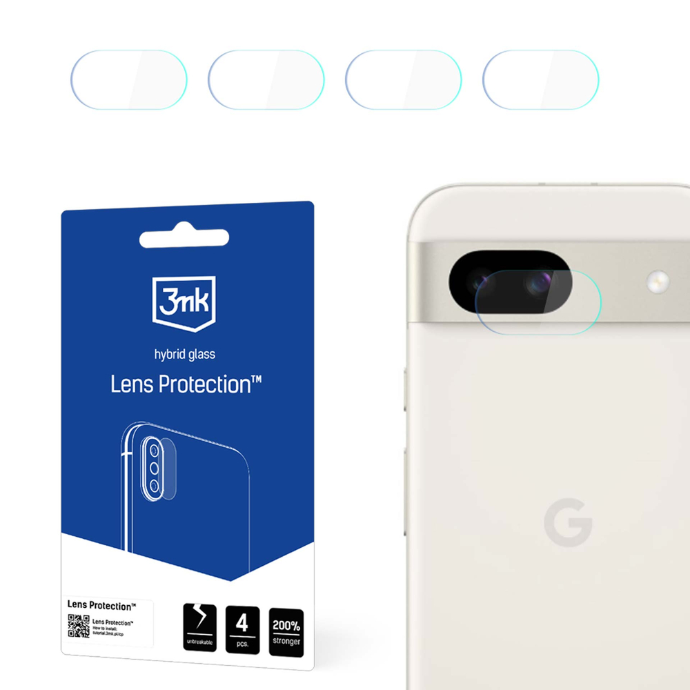 Google Pixel 8A 5G Aizmugurējās Kameras Aizsargstikls, 4 gab. | 3MK Lens Protection Back Camera Tempered Glass Protector
