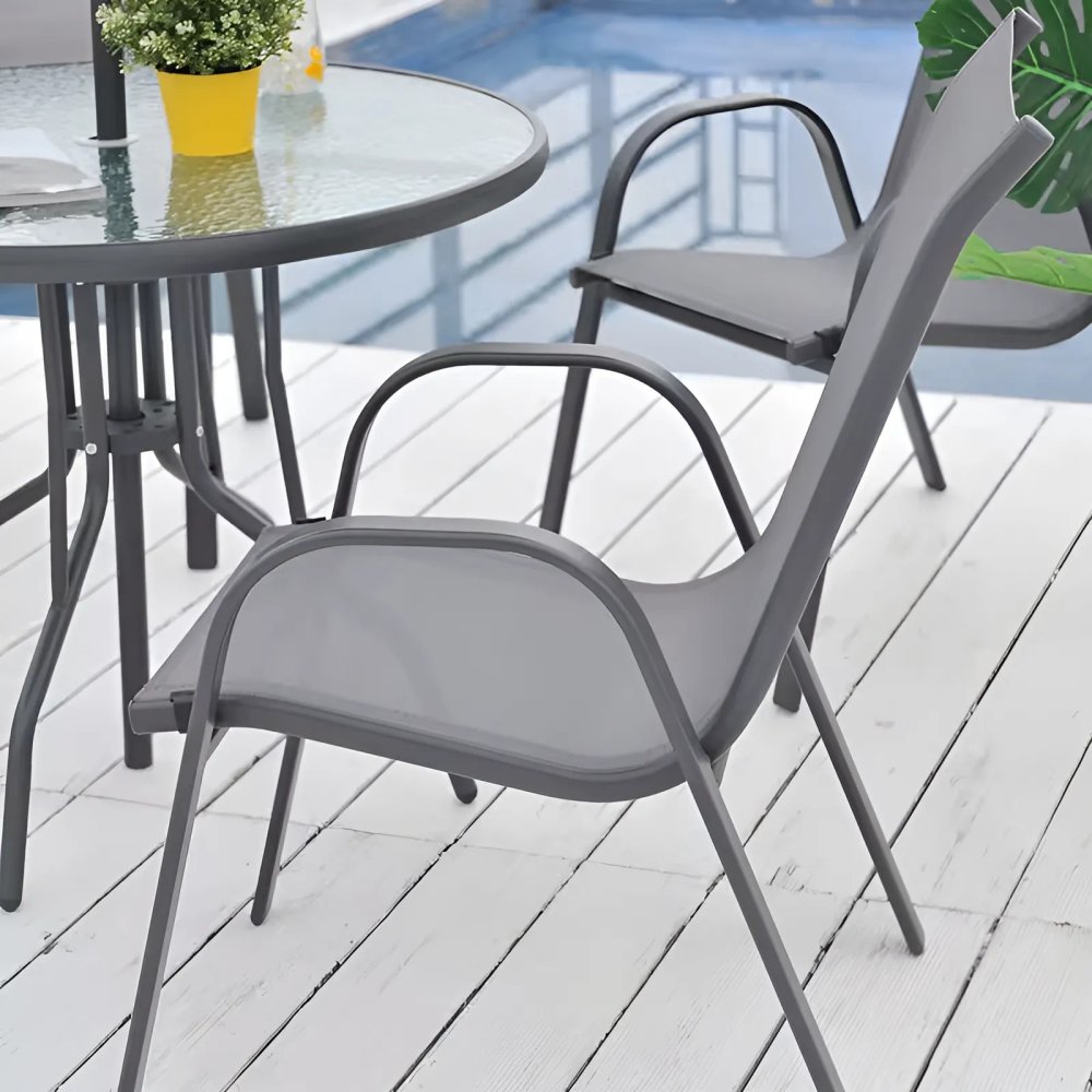 Dārza krēslu komplekts 4 gab. terasei un balkonam MultiGarden, pelēks (3)