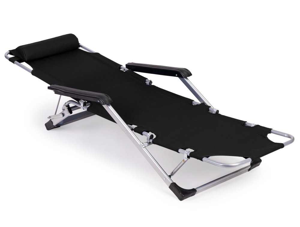 Saliekams dārza krēsls un pludmales zvilnis 2in1 MultiGarden, melns (2)