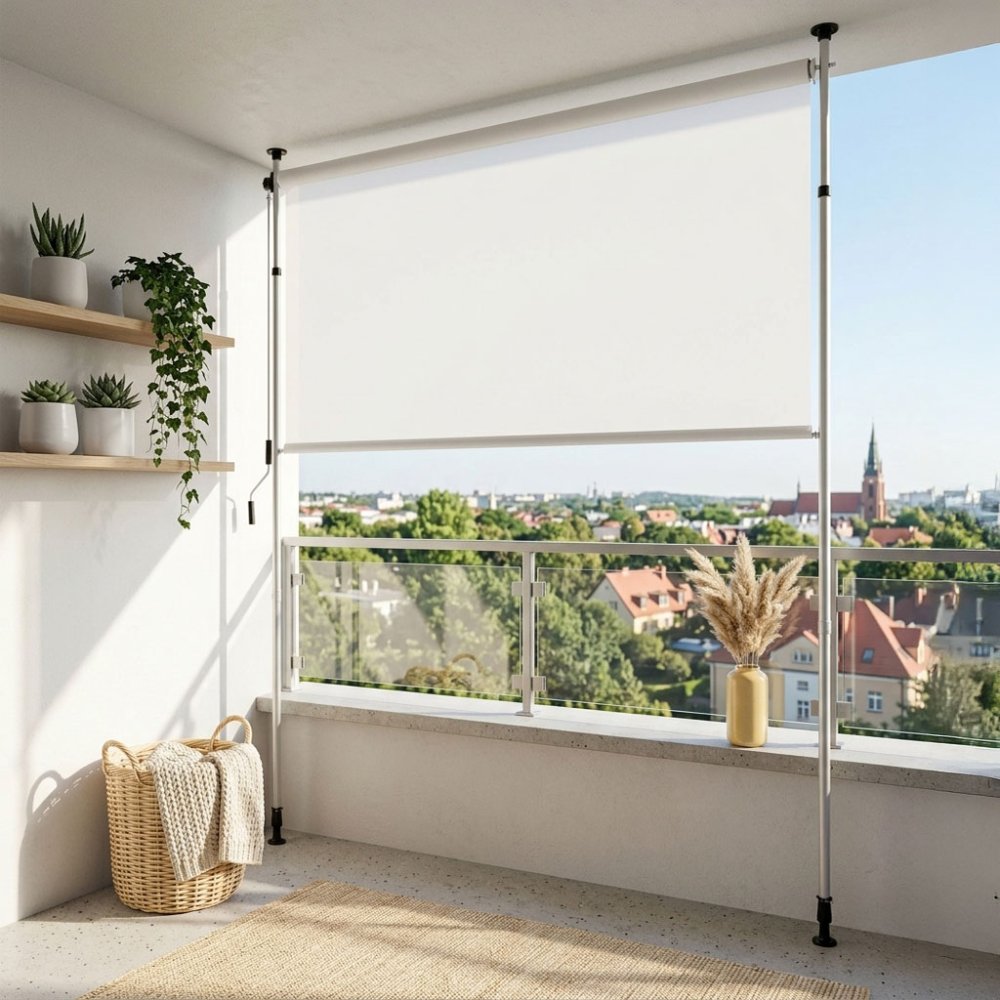 Izvelkama balkona markīze bez urbšanas MultiGarden, bēša (1)