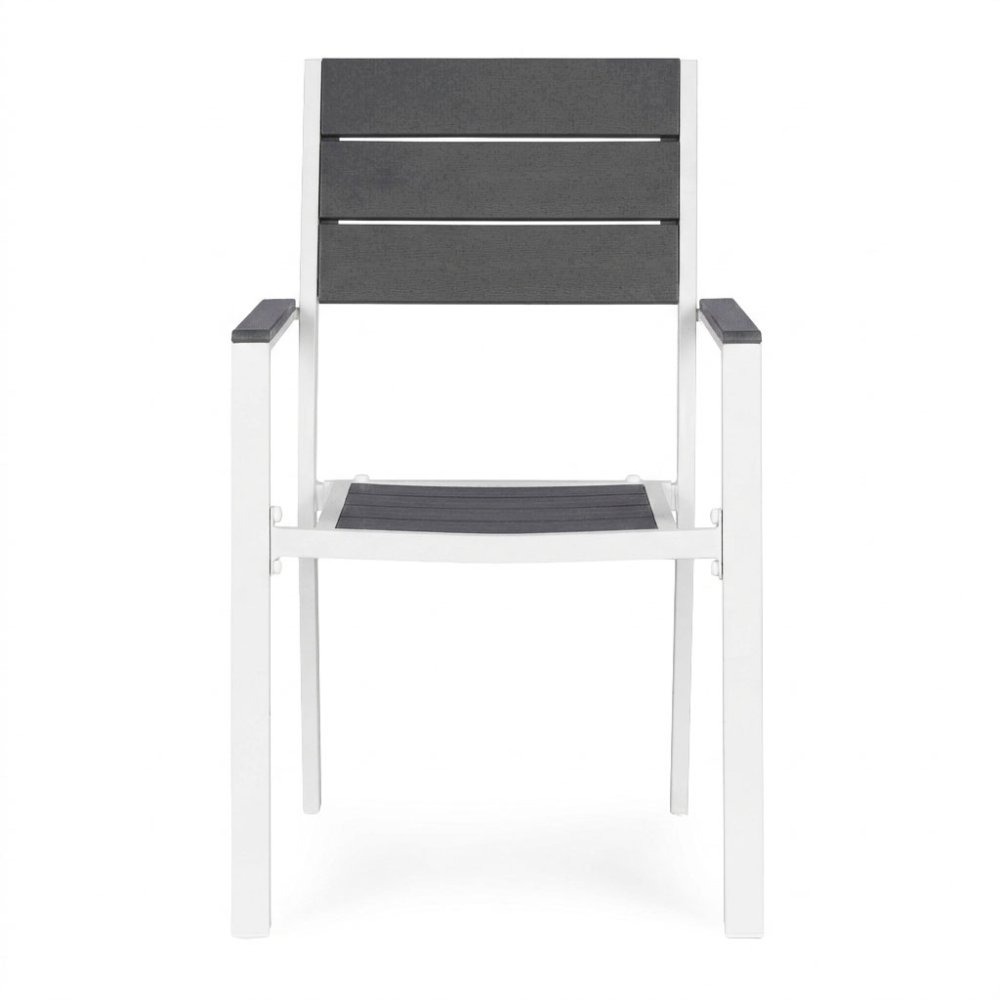 2 dārza krēslu komplekts terasei tērauds HDPE MultiGarden, pelēks un balts (2)