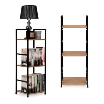 Loft stila plaukts ModernHome ar 3 plauktiem metāla rāmis, mežonīgais ozols