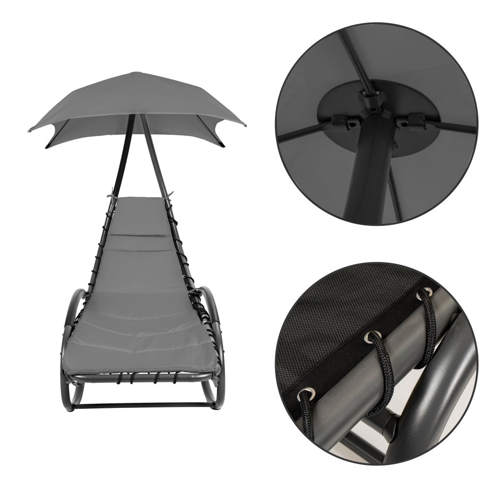 Šūpuļkrēsls zvilnis dārzam ar jumtiņu MultiGarden PH158A, pelēks (3)