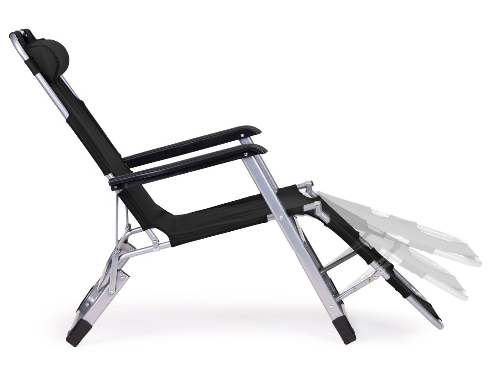 Saliekams dārza krēsls un pludmales zvilnis 2in1 MultiGarden, melns (3)