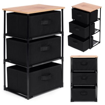 Plaukts ar 3 auduma groziem ModernHome loft stila organizators, melns
