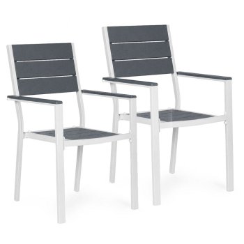 2 dārza krēslu komplekts terasei tērauds HDPE MultiGarden, pelēks un balts